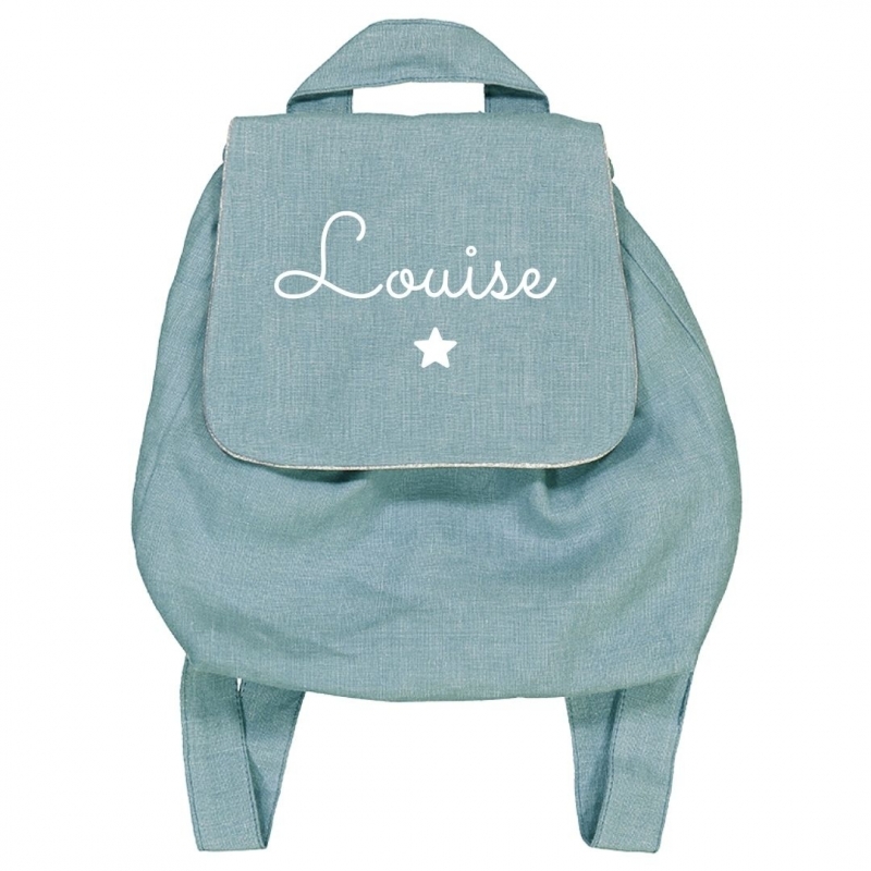 Sac à dos personnalisable en lin menthe