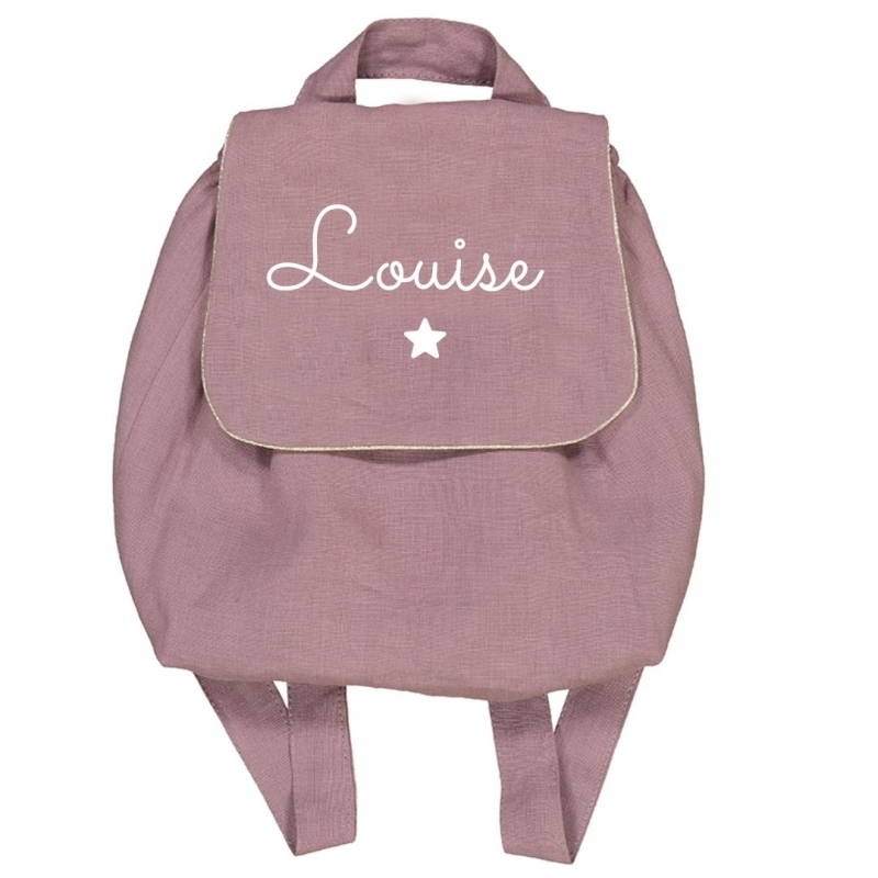 Sac à dos personnalisable en lin mauve