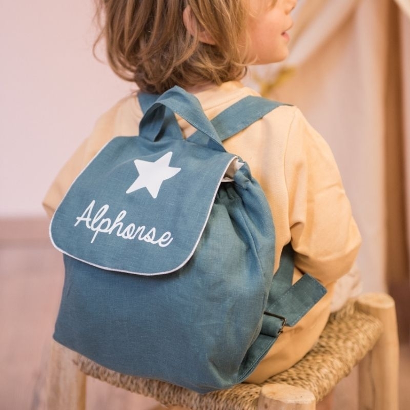 Oh la la PARIS Sac à dos personnalisable pour bébés et enfants - sac à dos  crèche - sac à dos maternelle - sac bébé - sac enfant (Grande étoile)  (Bleu) 