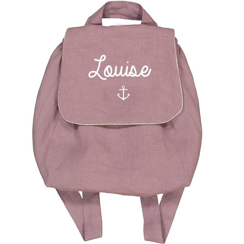 Sac à dos personnalisable en lin mauve