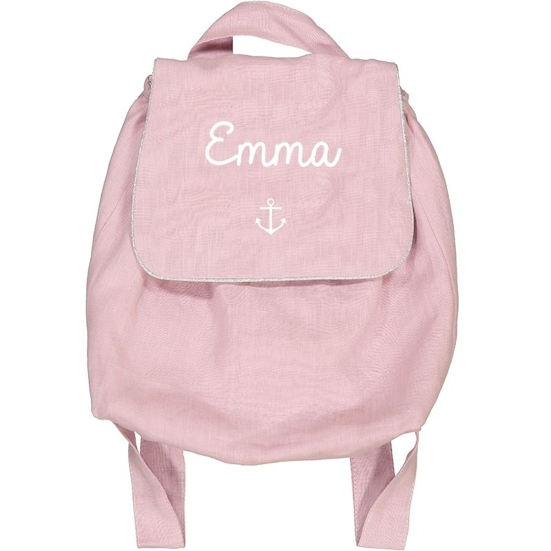 Sac à dos personnalisable en lin rose