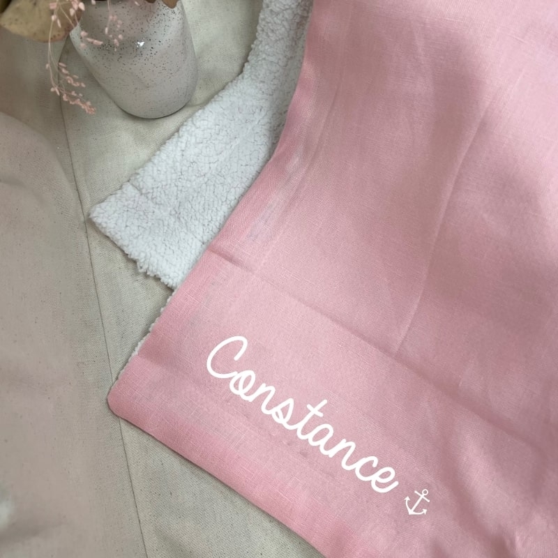 Couverture personnalisable en lin rose