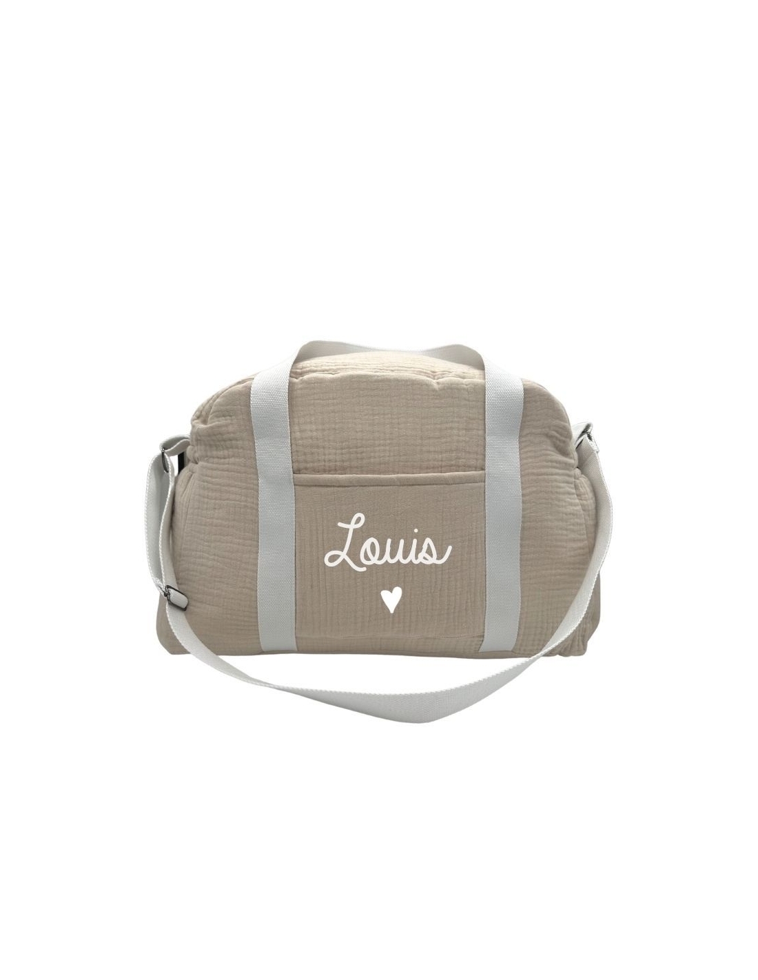 Réservé Mamounette Sac à langer en double gaze beige, renard fleuri et col  tissu fleuri dentelle, prénom MARLIE , envoi début octobre – Guili  Gribouilli - Linge de lit et de déco pour enfant