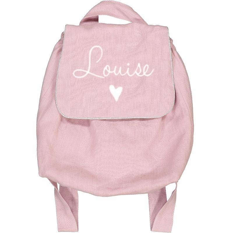 Sac à dos personnalisable en lin rose